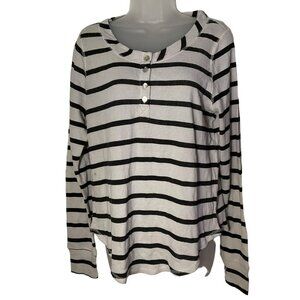 Chaser Women's Striped Henley Long Sleeve Top Size S